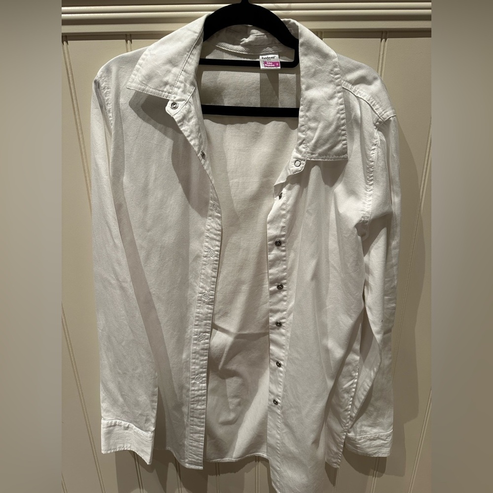 BALERA Adult Small White Long Sleeve Button Down Dance Shirt